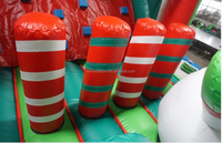 Structure gonflable de Noël avec toboggan et parcours d'obstacles, thème Bonhomme de neige, avec souffleur