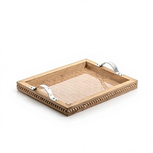 Plateau de service en bois et en verre en vrac avec plateau de chocolat à Dessert de vaisselle d'hôtel à domicile de qualité supérieure - Product Image 1