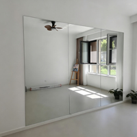 Miroir mural moderne sans cadre en verre rétroéclairé pour Pilates, salle de sport, club de danse, miroir de yoga sur pied avec LED