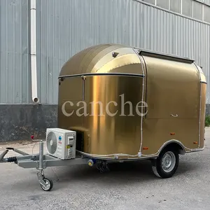 Carrito de Comida Móvil Personalizado de Acero Inoxidable Dorado para Jugos y Comida Callejera - Product Image 1