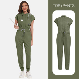 ชุดจั๊มสูทคอตั้งแบบสั่งตัดพิเศษ แขนกุด สำหรับพยาบาล แพทย์ คลินิกทันตกรรม ศัลยกรรม ดูแลผู้ป่วย ชุดยูนิฟอร์มโรงพยาบาล ชุดทำงานแยกส่วน - Product Image 2