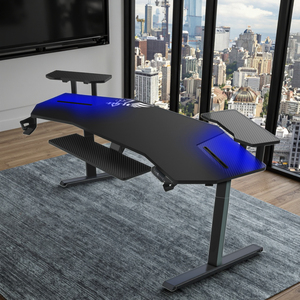 Con vassoio per tastiera 72 ''scrivania in piedi grande a forma di ala scrivanie da <span class=keywords><strong>gioco</strong></span> con ripiani a LED convertibili <span class=keywords><strong>tavolo</strong></span> da <span class=keywords><strong>gioco</strong></span> - Product Image 3