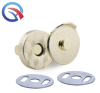 Kancing Tekan Bulat Datar QingHe BG-184-BLG Bebas Timbal dari Besi & Kuningan dengan Penutup Magnetik untuk Tas, Pakaian, Sepatu