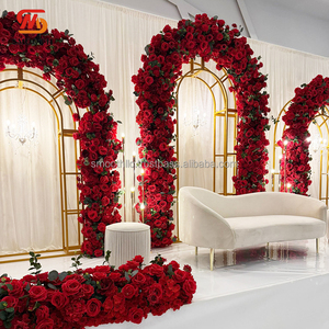 ซุ้มโค้งโลหะสีทองขาตั้งเสาค้ำสำหรับเวทีแต่งงานหรูหราแบบเรียบ - Product Image 1