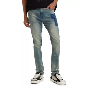 Jeans de créateur de haute qualité pour hommes, style droit décontracté, patch déchiré, technique de lavage de singe taille moyenne pour toutes les saisons Style Y2K - Product Image 1