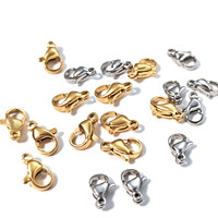Accessoires de bijoux à bricoler soi-même en acier inoxydable 304 plaqué or véritable 18 carats-304 fermoir mousqueton boucle à ressort Bracelet 9mm 10mm