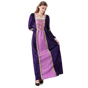 Robe longue élégante de style Renaissance pour femme, en velours violet, pour jeu de rôle et spectacle, collection Printemps 2025 - Product Image 2