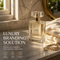 Étiquette personnalisée transparente et durable pour flacon de parfum, résistante à l'eau, anti-UV, anti-huile, autocollante, avec code-barres, pour emballage cosmétique transparent
