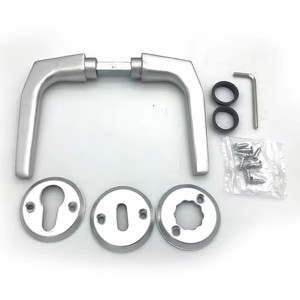 Ensemble de poignées de porte en alliage d'aluminium robuste et moderne avec plusieurs rosettes pour portes intérieures et extérieures - Product Image 5