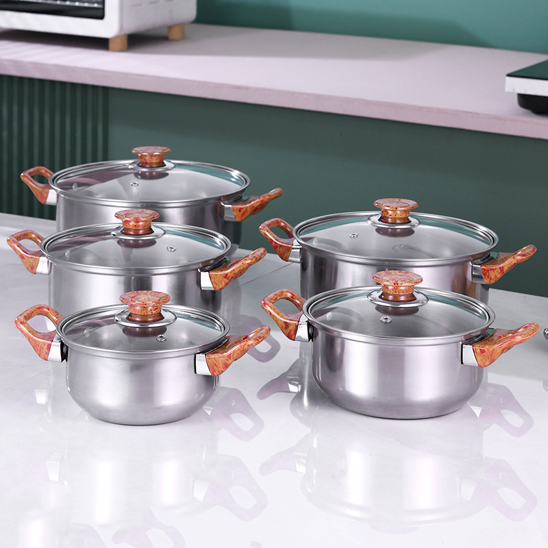 Manche en grain de bois argenté-16-24 cm, ensemble de 10 pièces, 8 ensembles/boîte