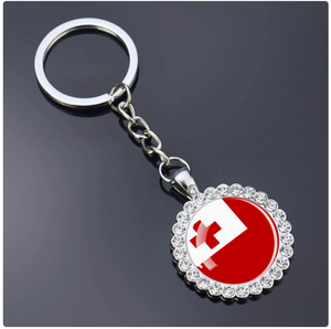 Venta al por Mayor de Llaveros de una Sola Cara con el Emblema Nacional de las Islas Salomón, con Patrones de Varios Países e Incrustaciones de Diamantes de Imitación - Product Image 6