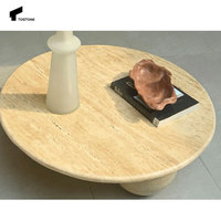 Tostone Classique Italien Blanc Marbre Naturel Rond Pierre Café Table D'appoint pour Villa Salon Hôtel Bureau Décoration