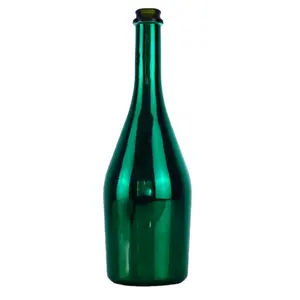 Wine glass bottle champagne 750ml green electroplated liquor glass bottle flint glass with cork