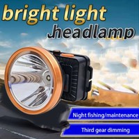 Linterna Frontal LED Industrial Brillante con Batería Integrada, Modo Alto/Bajo, Resistente al Agua, para Exteriores