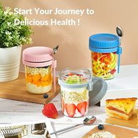 Bocaux en verre Mason de 16 oz avec couvercles et cuillères pour flocons d'avoine, céréales, fruits, légumes, lait, salades, yaourts