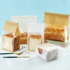 Custom Print Food Grade Tin Stropdas Toast Papier Pouch Clear Plastic Brood Tas Met Venster