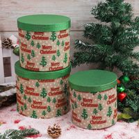 Evergreenwrap 3pcs Set Kotak Hadiah Natal Bulat Set Ember Bunga Kemasan Bunga Silindris Kotak Hadiah Bunga Kosong