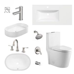 Sanitari Moderni Cupc Nord America: Set Doccia e Rubinetteria, WC Monoblocco in Ceramica, Lavabo Sottopiano per Bagno - Product Image 1