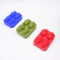 Mini moule de plateau à glaçons en forme de tête de squelette en Silicone à 4 trous