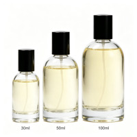 Flacon de parfum vide en verre épais de 50 ml avec base robuste et capuchon métallique, atomiseur pulvérisateur, logo personnalisé pour marque, parfum, cosmétique, vente en gros