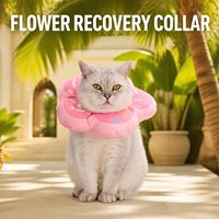 Collier de récupération pour chiens et chats, forme fleur, doux, anti-léchage, avec cordon de serrage réglable, motif pailleté, accessoires pour animaux de compagnie