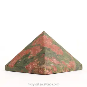 Natural Gemstone Crafts Quartz Unakite Pyramid Healing Crystal Pyramid For Decoration