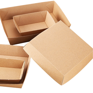 Caja de hamburguesas corrugada Caja de aperitivos a prueba de gease Bandeja de <span class=keywords><strong>comida</strong></span> regular Caja de cena familiar corrugada fuerte Kraft - Product Image 5