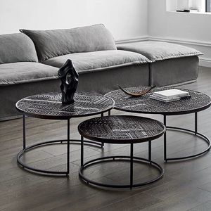 Table basse sculptée en bois massif de Style nordique Accent en fer forgé <span class=keywords><strong>belge</strong></span> Table d'appoint Vintage moderne Simple pour <span class=keywords><strong>la</strong></span> maison petite - Product Image 1