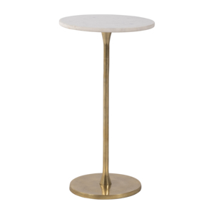 Table d'appoint ronde avec plateau en marbre et base en laiton pour la décoration de la chambre ou du salon - Product Image 2