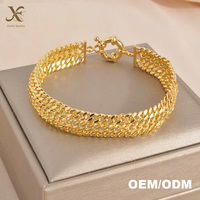 Bracelet chaîne cubaine à double fermoir en laiton électroplaqué sous vide, style hip-hop européen et américain, pour femme, par XF Jewelry