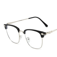 2025 à la mode Anti lumière bleue hommes lunettes de lecture lentille plate femmes demi-carré métal à la mode cadre optique lunettes