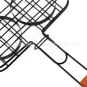 ตะแกรงย่างบาร์บีคิวสี่ช่องพร้อมด้ามไม้ เคลือบสารกันติด สำหรับย่างอาหารกลางแจ้ง อบ และบาร์บีคิว - Product Image 3