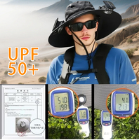 Chapeau de ventilateur de randonnée avec panneau solaire de charge contrôle manuel motif de parapluie droit UPF 50 + vitesse du vent réglable à large bord