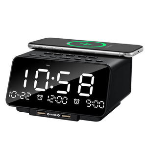 Factory 15W Wireless Charging BT Radio Alarm <b>Clock</b> <b>LED</b> Digital Display Dual USB Fast Charging Multifunctional Bedroom Radio - Product Image 1