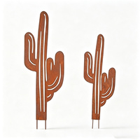 Décoration de jardin vintage personnalisée en fer forgé en forme de cactus pour pelouse, allée et porche extérieurs