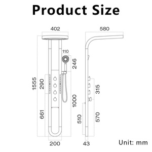Luxury Smart LED Display Rainfall Bathroom Shower Panels System Ceramic Valve Stainless Steel SPA Massage Waterfall Shower Set - Product Image 5