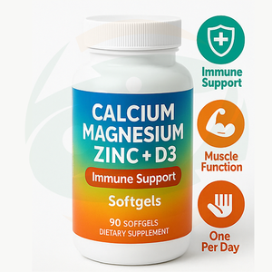 Capsules molles de soutien immunitaire à base de calcium, magnésium, zinc et vitamine D3 pour adultes - 90 unités, végétariennes et végétaliennes - Product Image 3