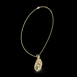 Colgante de Diamante en Forma de Lágrima con Hojas en Oro Rosa, Joyería de Lujo para Mujer para Compromiso y Boda - Product Image 5