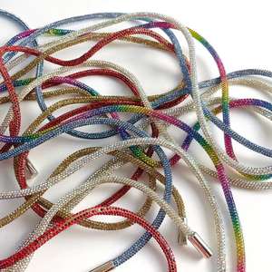 Corde Brillant Diamant Tube Chaîne Ronde Strass Tuyau En Caoutchouc Chaussure Dentelle Strass À Capuche Corde - Product Image 3