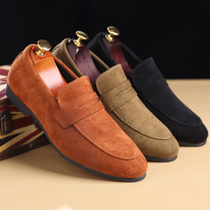 Nuove Scarpe Eleganti da <span class=keywords><strong>Uomo</strong></span> in Pelle Scamosciata Marrone, <span class=keywords><strong>Mocassini</strong></span> di Marca alla Moda con Punta Affusolata - Product Image 6