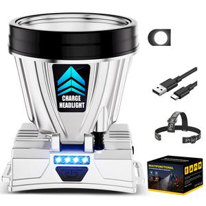 JIUYI <span class=keywords><strong>Phare</strong></span> rechargeable monté sur la tête <span class=keywords><strong>LED</strong></span> à <span class=keywords><strong>longue</strong></span> portée pour l'exploration du camping en plein air et la pêche <span class=keywords><strong>de</strong></span> nuit - Product Image 1