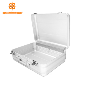 Tất cả các nhôm cao cấp nhôm kim loại bạc Vali máy tính xách tay lớn cứng lưu trữ công cụ trường hợp với khoang - Product Image 5