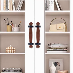 Modern Minimalist Leather Cabinet Handles Brown Bar Shape Durable Drawer Wardrobe <b>Knobs</b> - Product Image 1