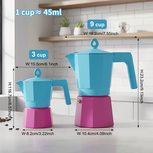 Cafetera Moka de Aluminio Elegante, Color Moderno, para Uso Doméstico, con Cuchara y Cepillo - Product Image 4