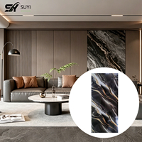 Panneau mural en PVC 3D effet marbre brillant, résistant aux rayures, aux UV, imperméable, ignifuge et coloré pour la maison, le salon et l'hôtel