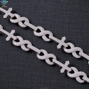 Chaîne cubaine Yu Ying de 15 mm de large, plaquée or blanc, argent S925, certificat GRA, moissanite VVS, diamant, pour le hip-hop - Product Image 5