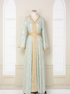 Robes de soirée maxi de luxe de Dubaï, caftan marocain pour femmes, abaya, robe kimono inspirée, grande taille pour le Ramadan et les célébrations musulmanes - Product Image 6