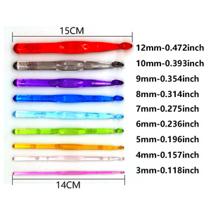Outils de tricot, aiguilles à <span class=keywords><strong>tricoter</strong></span> en plastique colorées et crochets, <span class=keywords><strong>15</strong></span> cm, lot de 9, style mignon, modèle S06, dans un sac OPP - Product Image 4