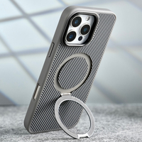 Étui de téléphone magnétique en cuir et fibre de carbone JOYPORODO B331 avec support pour iPhone 16 15 14 Pro Max, coque rigide en PC avec anneau de support