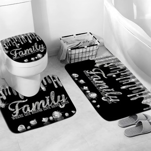 Cortina de Ducha de Poliéster con Diseño de Diamantes Negros Brillantes, Cortina de Baño con Impresión Digital, Impermeable, Personalizada, al por Mayor - Product Image 4